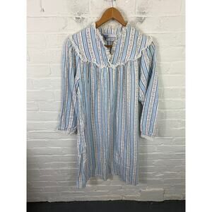Accentuette Women's Nightgown Ruffle Logo Floral Eyelet Striped Multi Size M